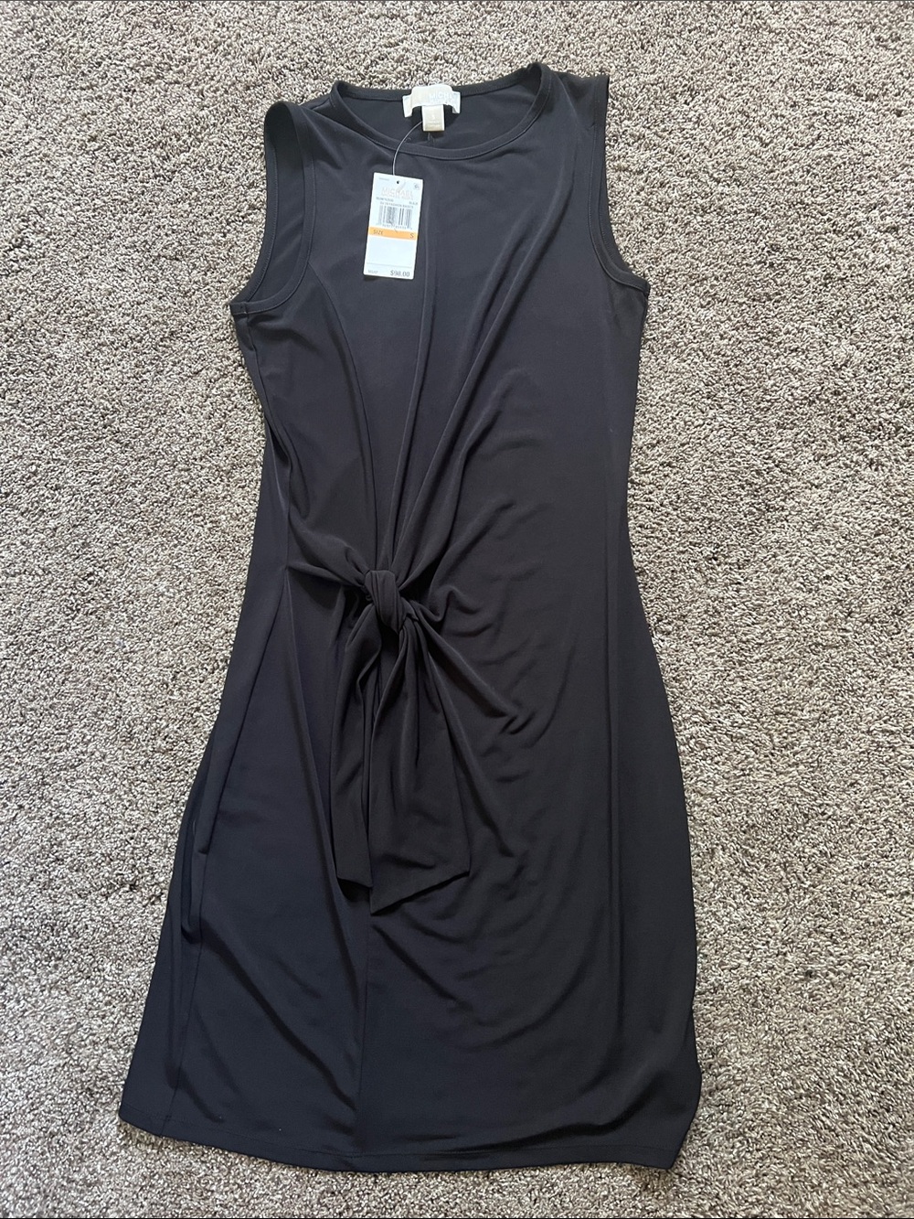 Michael Kors Black Sleeveless Knot-Front Midi Dress